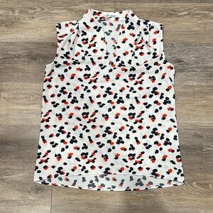 Halogen White Blouse with Red and Black Polka Dots